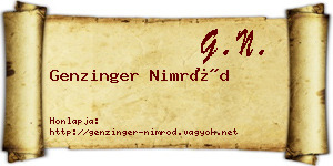 Genzinger Nimród névjegykártya